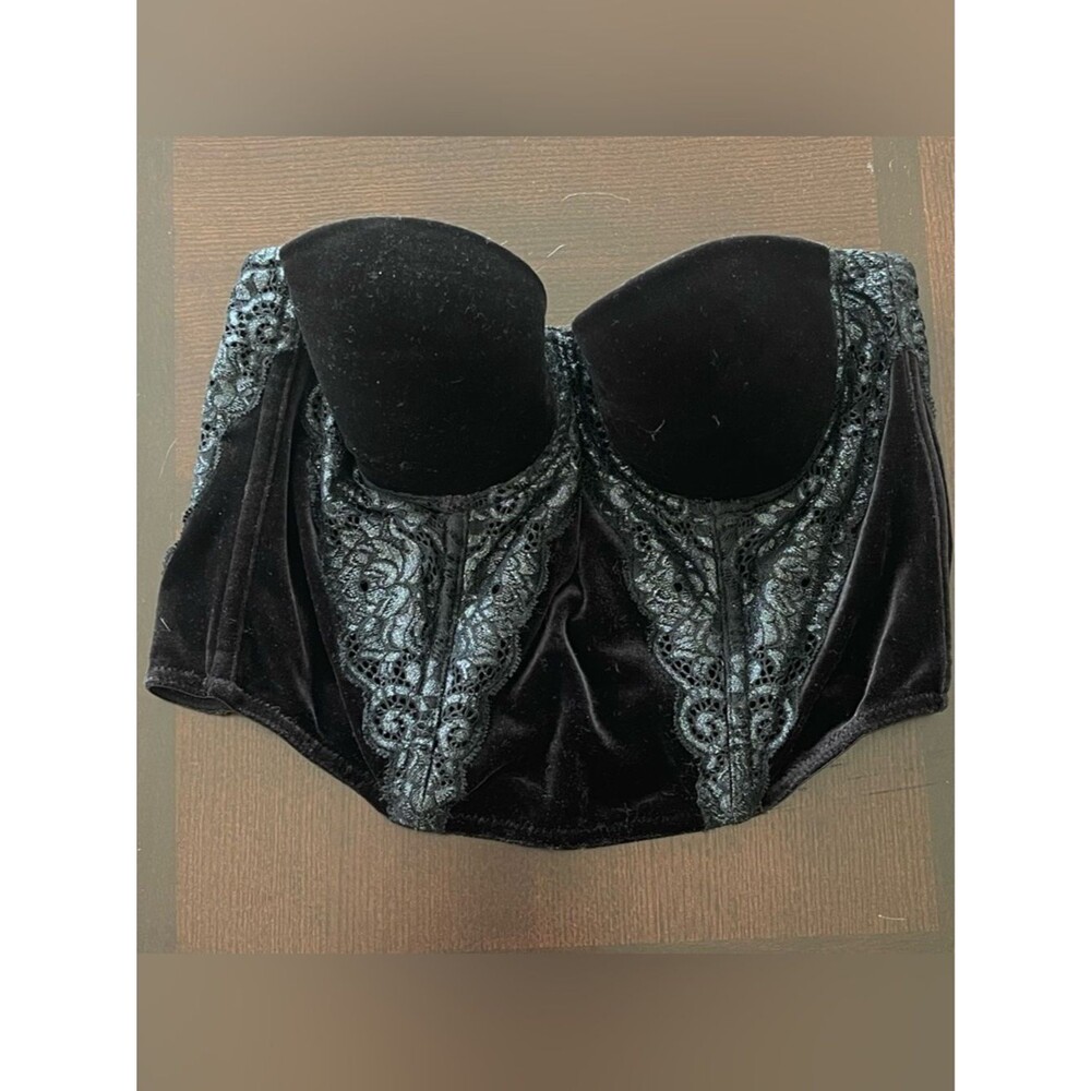 Victoria's Secret Black Velvet Lace Bustier